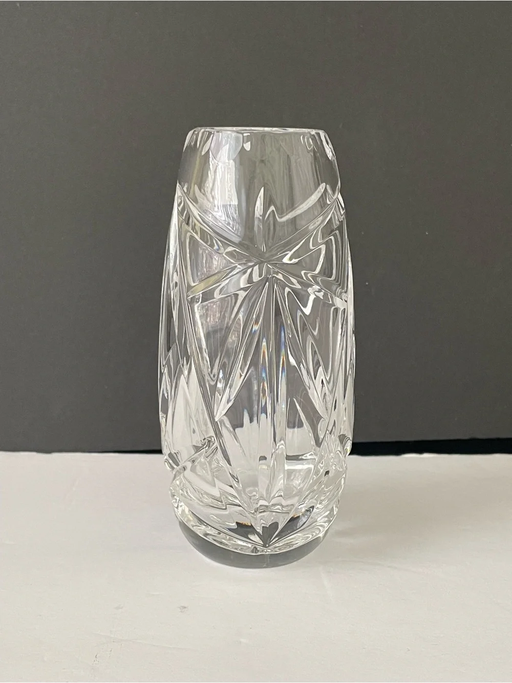 Vintage 24% Lead Crystal Bud Vase Made in Poland Hand Cut Clear Flower Vase 7